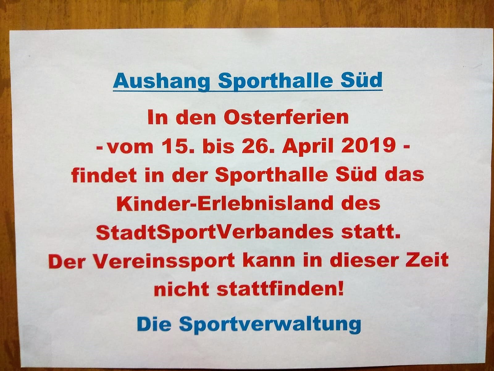 kein training während der osterferien